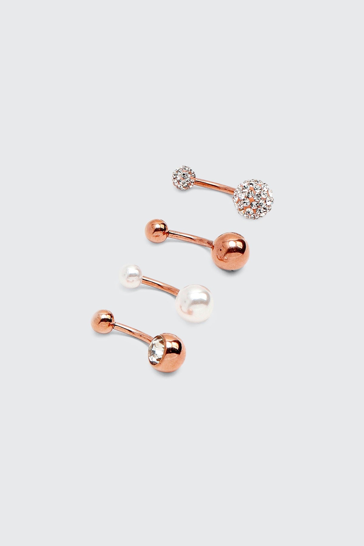 4-Pack Stone & Pearl Navel Piercings