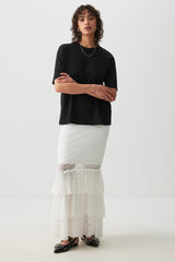 Lace Tiered Midi Skirt