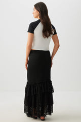 Lace Tiered Midi Skirt