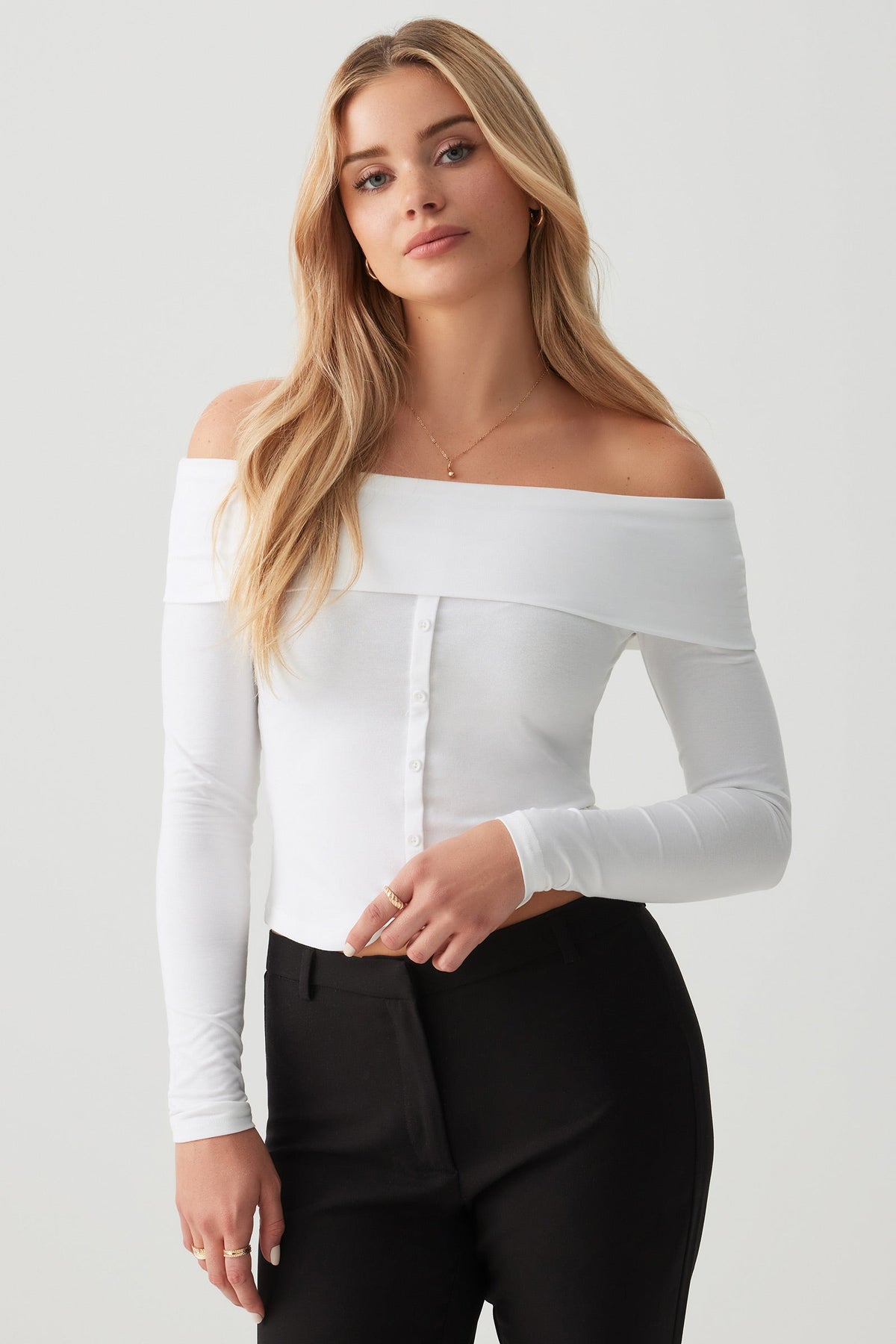 Foldover Button Down Top