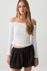 Off Shoulder Top with Ruched Trim
