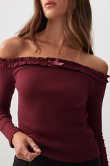 Off Shoulder Top with Ruched Trim
