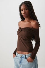 Twist Front Off Shoulder Top