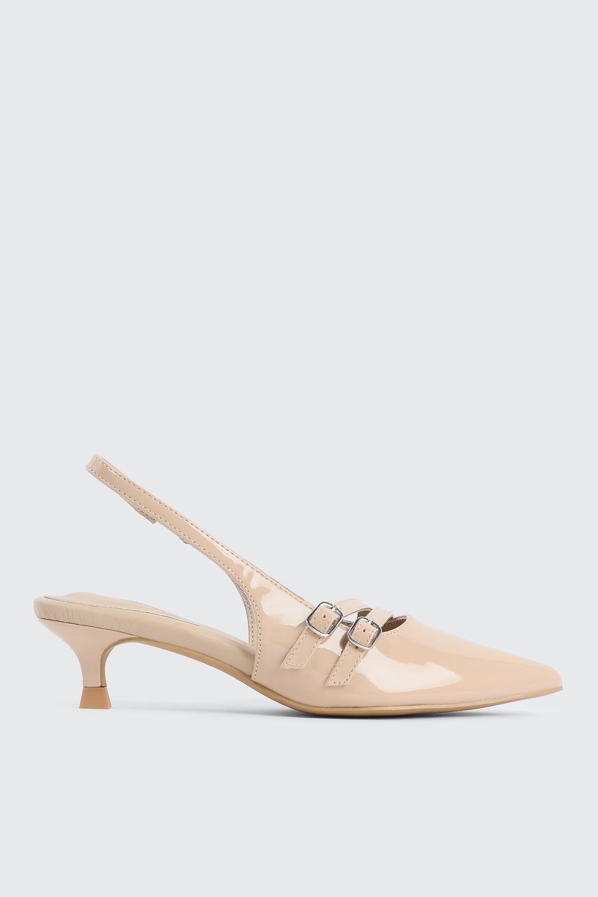 Patent Double Buckle Slingback Pumps
