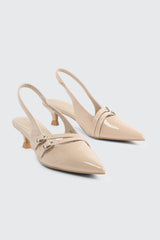 Patent Double Buckle Slingback Pumps