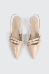 Patent Double Buckle Slingback Pumps