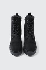 Faux Fur Lined Lace Up Boots
