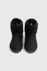 Faux Sheepskin Ankle Boots with Accent Trim