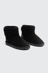 Faux Sheepskin Ankle Boots with Accent Trim