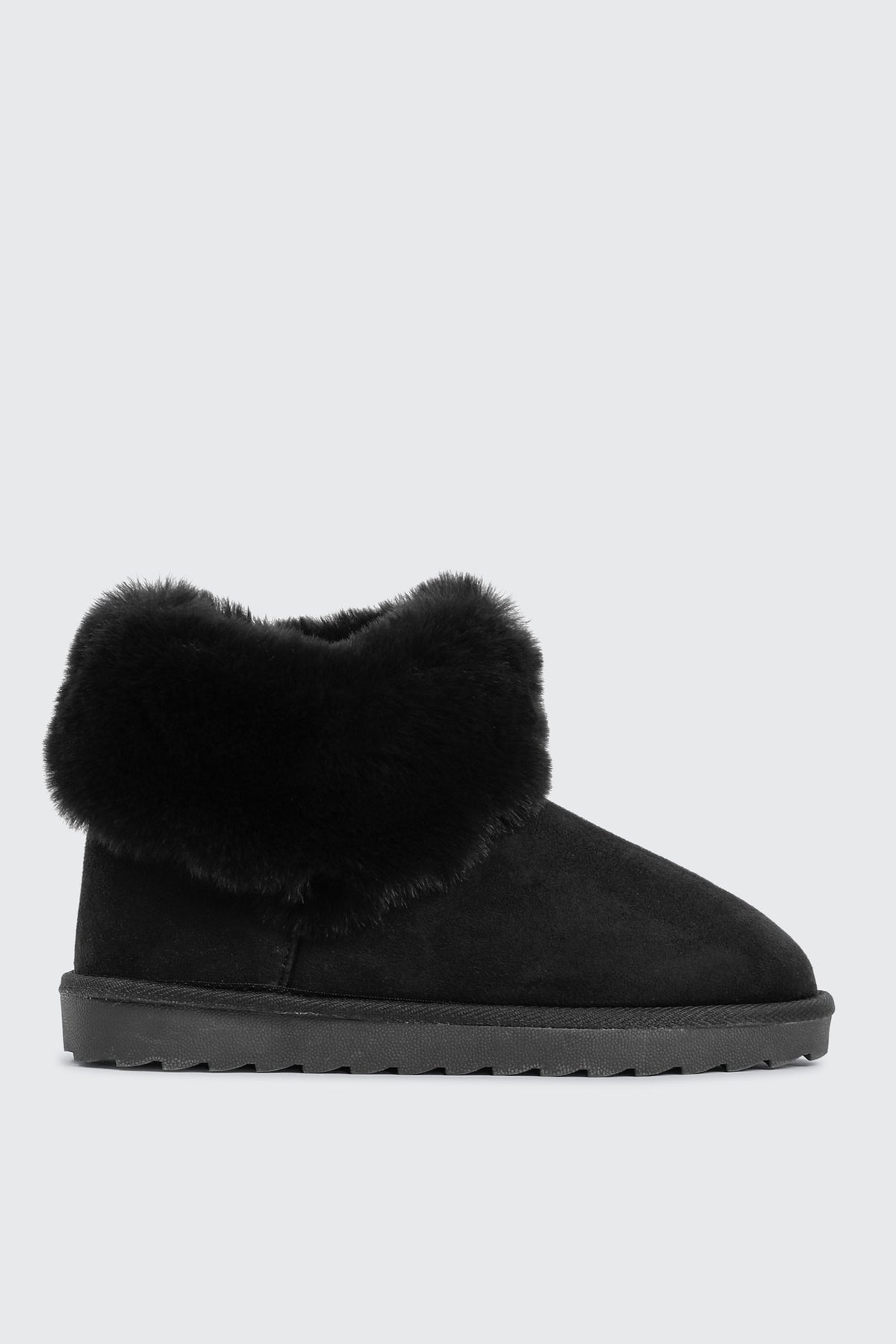 Faux Sheepskin Ankle Boots with Fur Trim