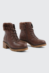 Warm Lined Boots with Faux Fur Trim