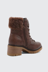 Warm Lined Boots with Faux Fur Trim