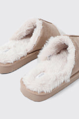 Open Toe Faux Suede Slippers