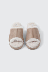 Open Toe Faux Suede Slippers