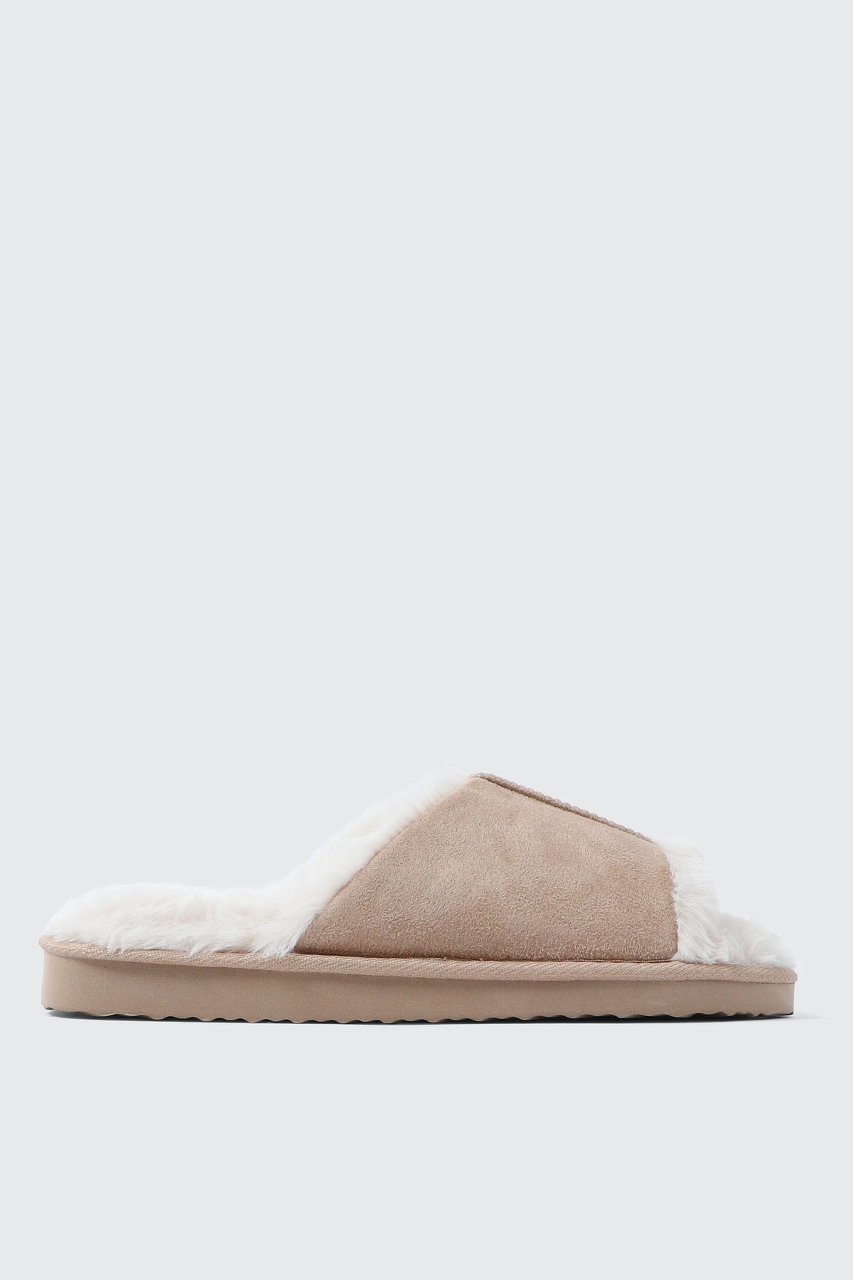 Open Toe Faux Suede Slippers