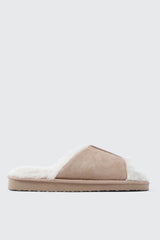 Open Toe Faux Suede Slippers