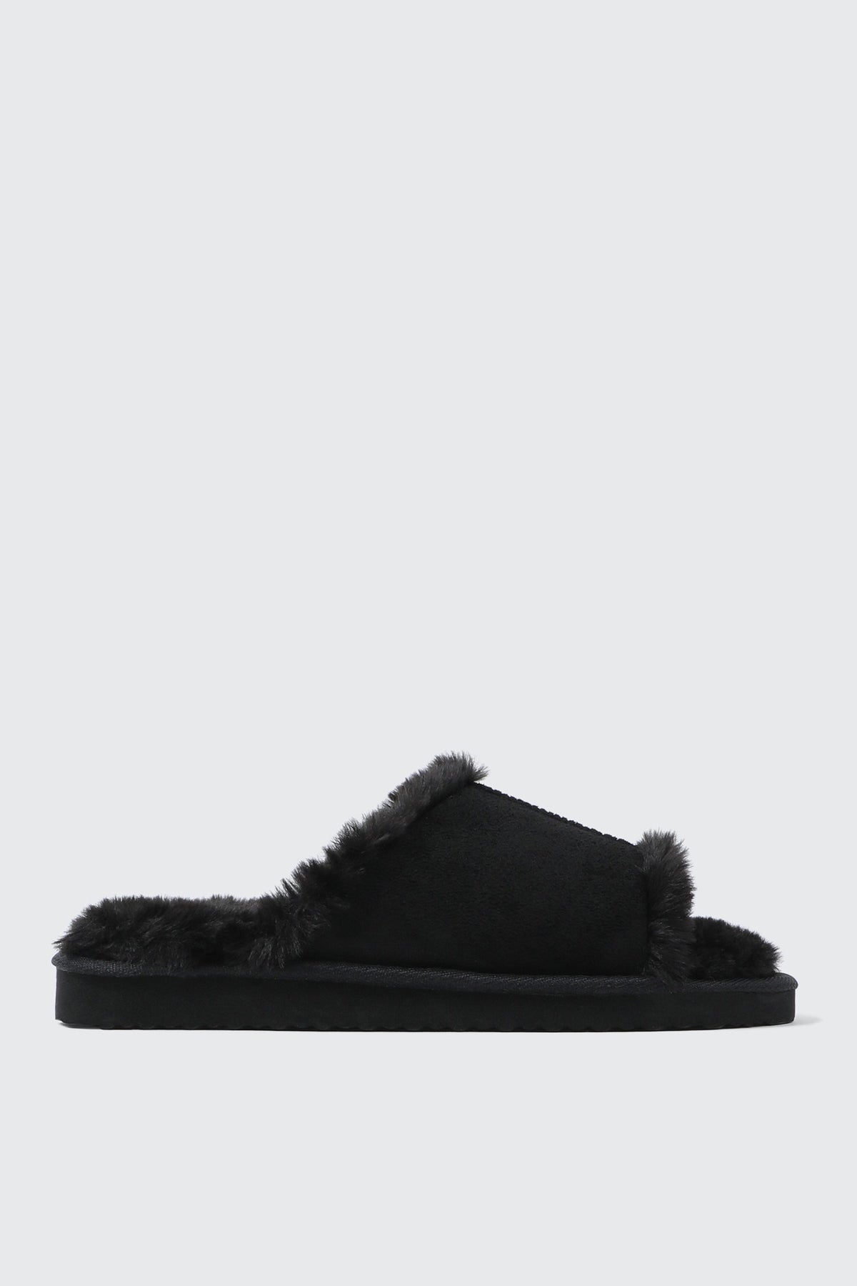 Open Toe Faux Suede Slippers