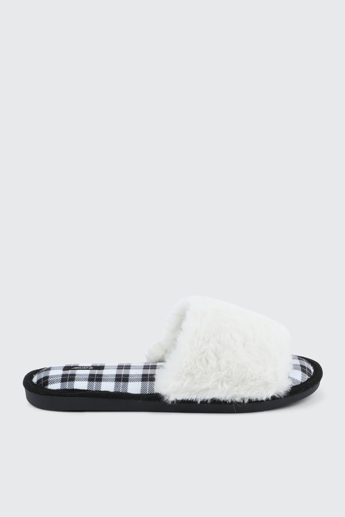 Plaid Faux Fur Slippers
