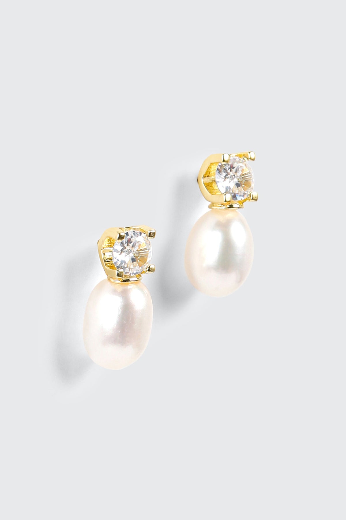 14K Gold Plated Pearl Stud Earrings