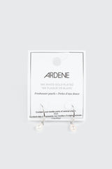 14K White Gold Plated Pearl Drop Earrings