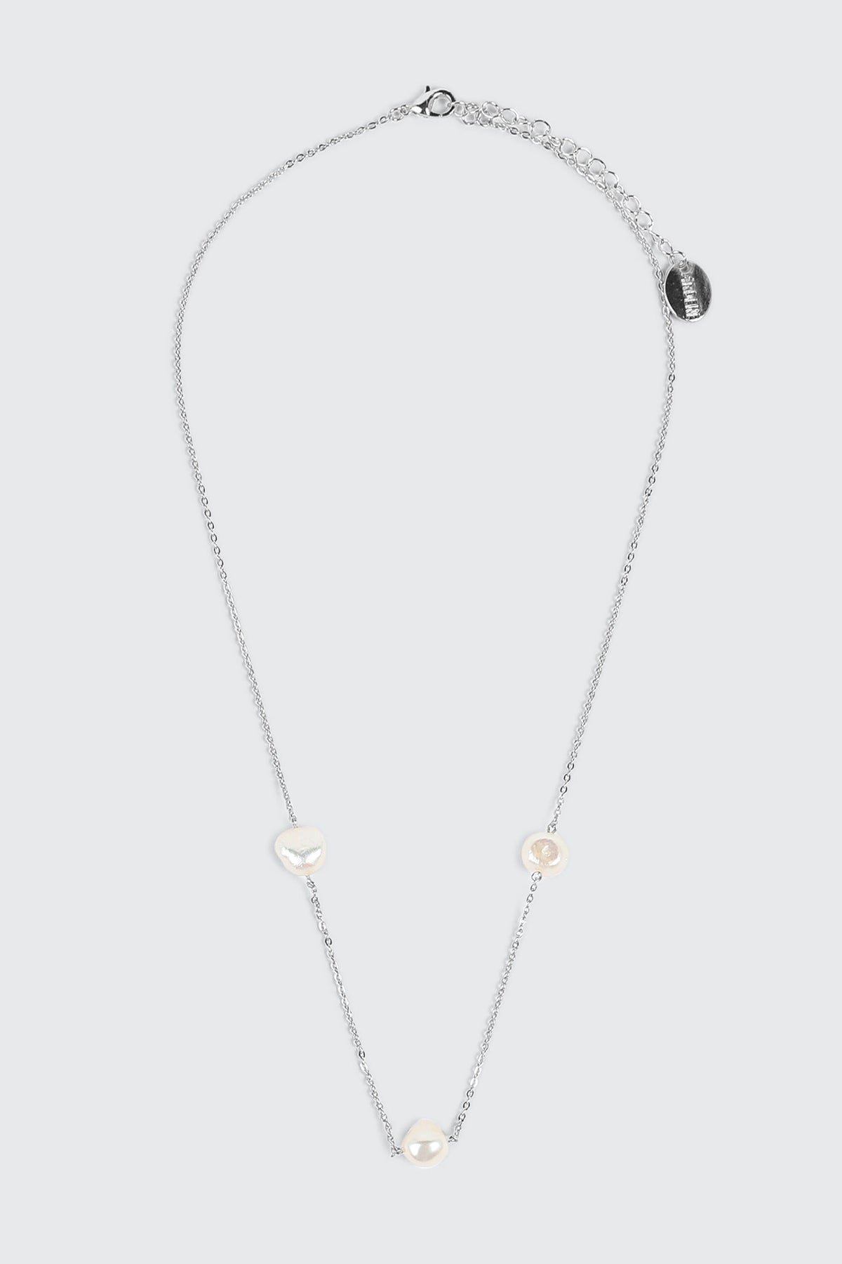 14K White Gold Plated Pearl Necklace
