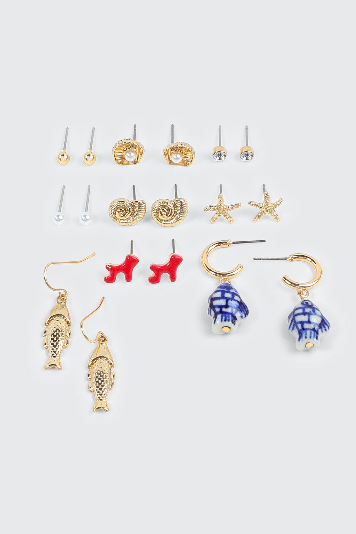 9-Pack Ocean Themed Earrings