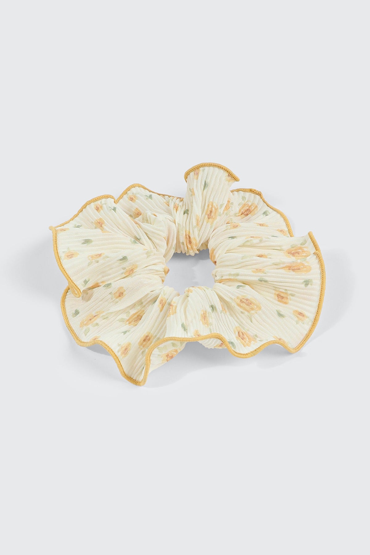 Oversized Pleated Floral Scrunchie