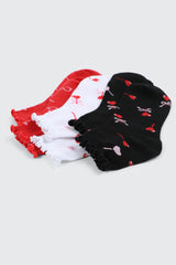 3-Pack Heart & Lollipop Demi Crew Socks