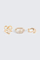 3 Pack Marble Twist Rings