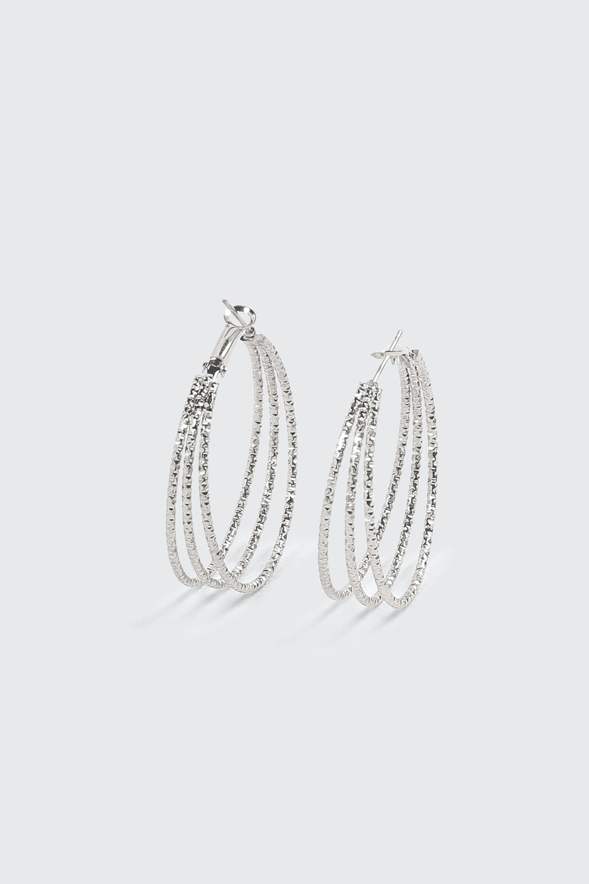 Textured Three-Row Hoop Earrings