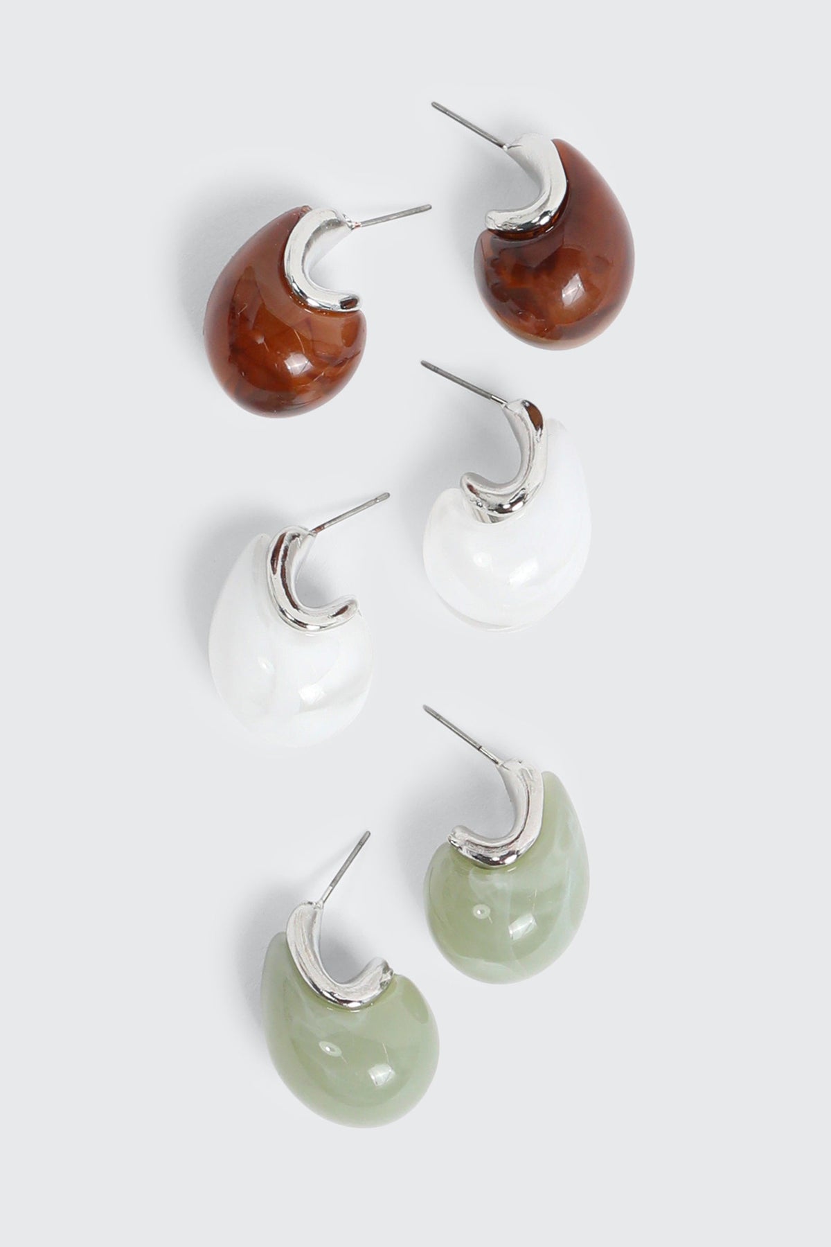 3-Pack Acrylic Hoop Earrings