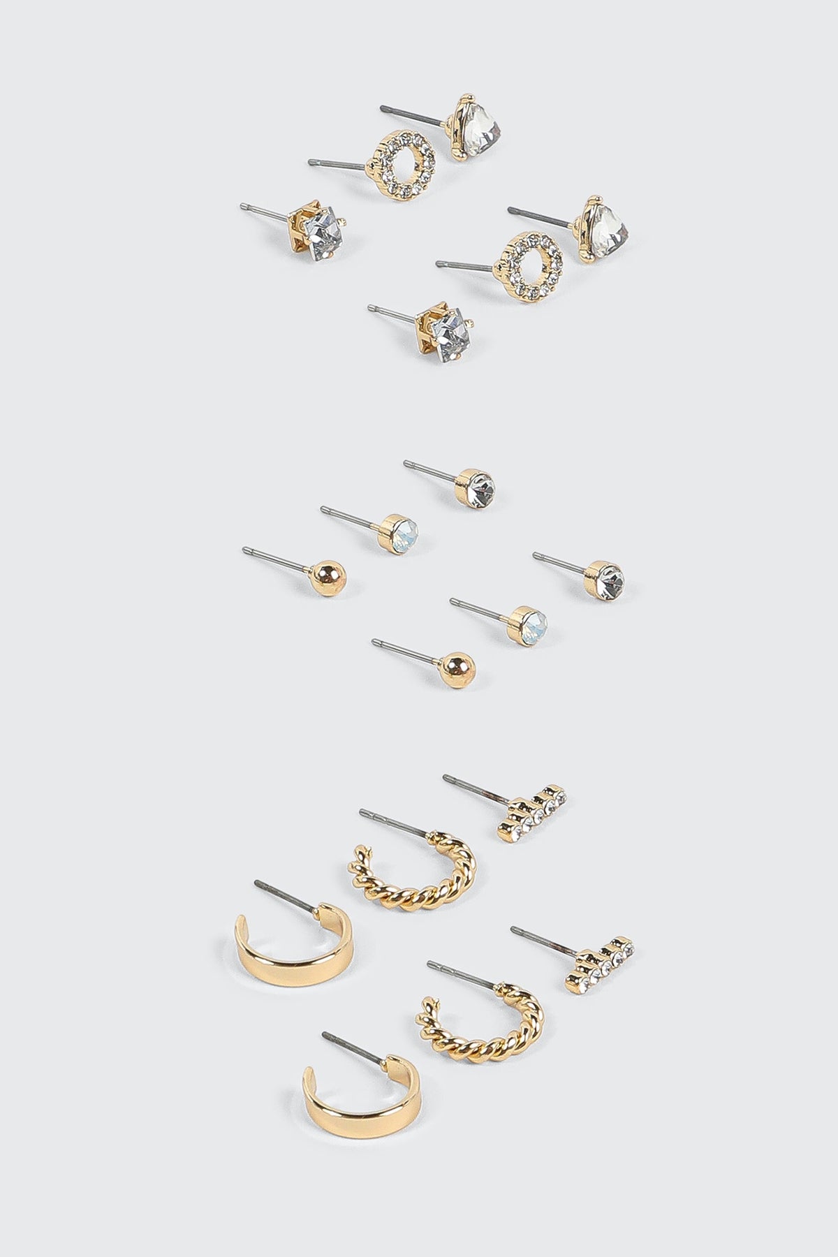 9-Pack Crystal & Hoop Earrings