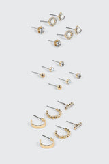 9-Pack Crystal & Hoop Earrings