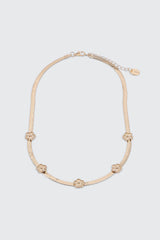 Flat Chain Necklace with Daisies