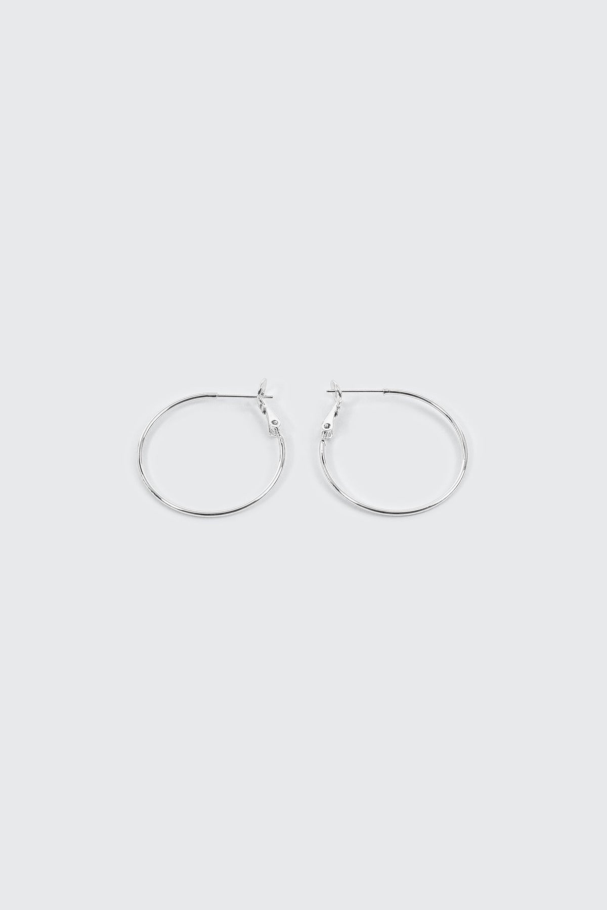 14K White Gold Plated Hoop Earrings