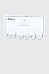 3-Pack 14K White Gold Plated Hoop Earrings