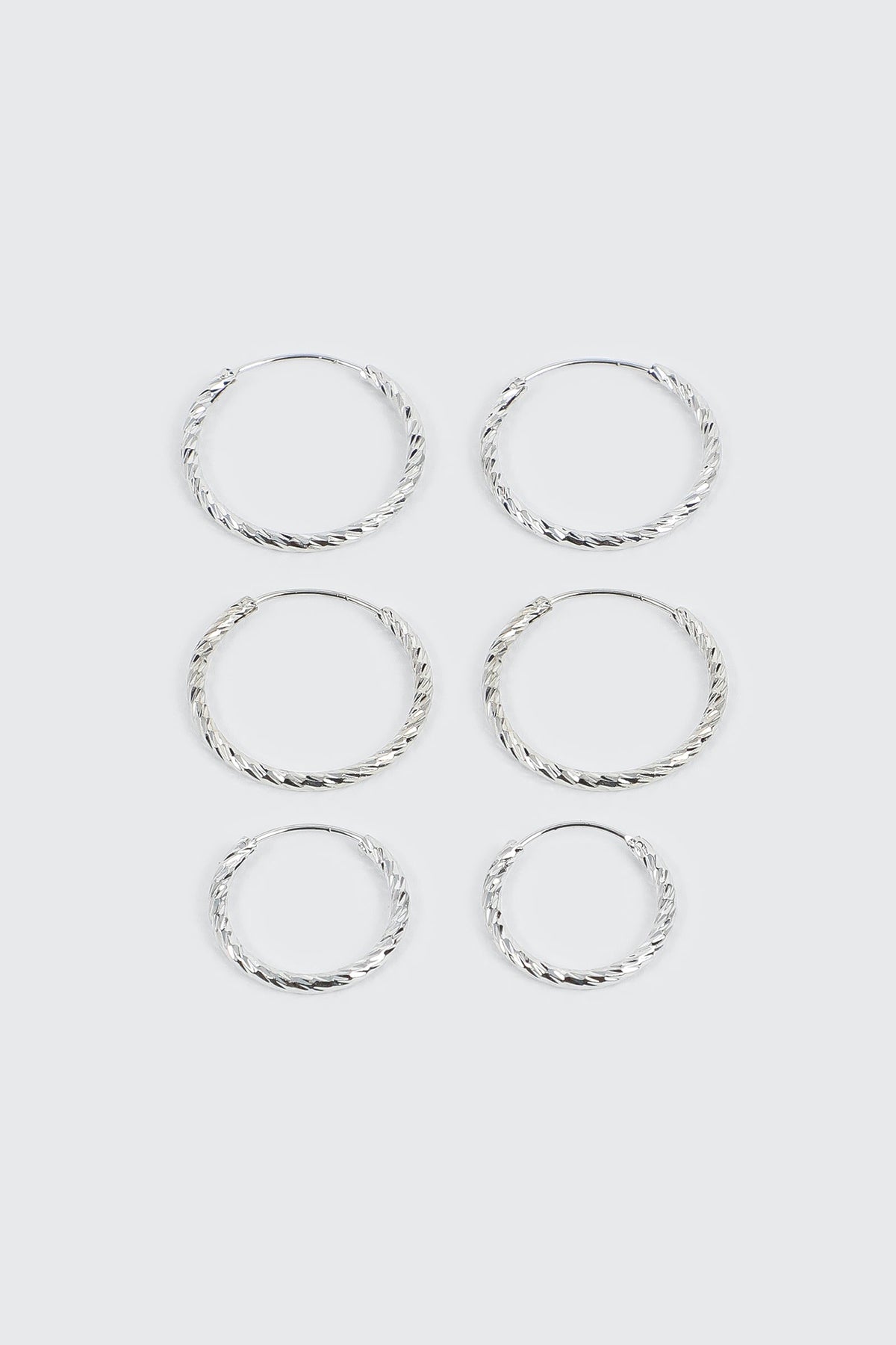 3-Pack 14K White Gold Plated Hoop Earrings