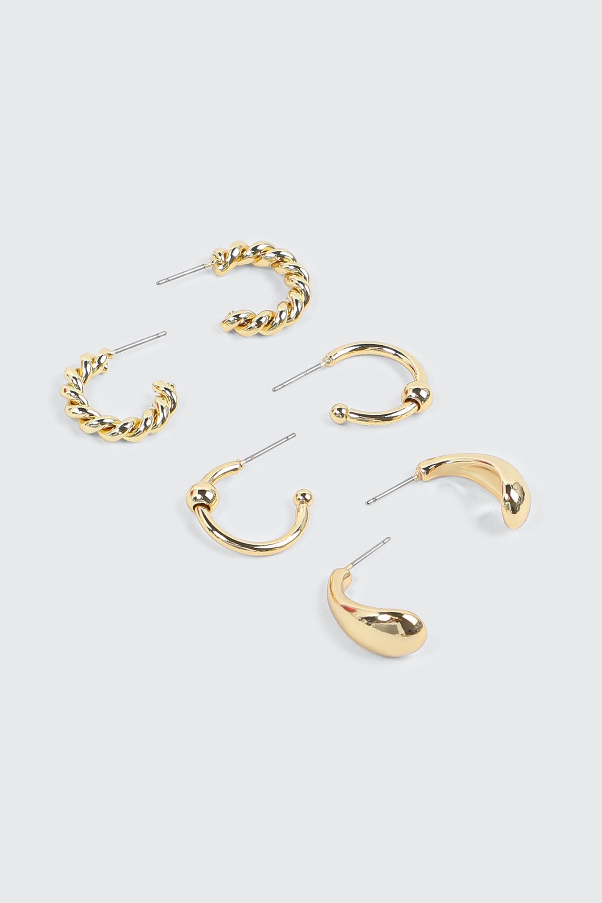 3-Pack 14K Gold Plated Hoop Earrings