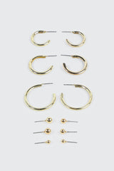 6-Pack 14K Gold Plated Hoop & Stud Earrings