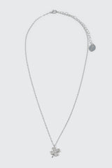 14K White Gold Plated Clover Pendant Necklace