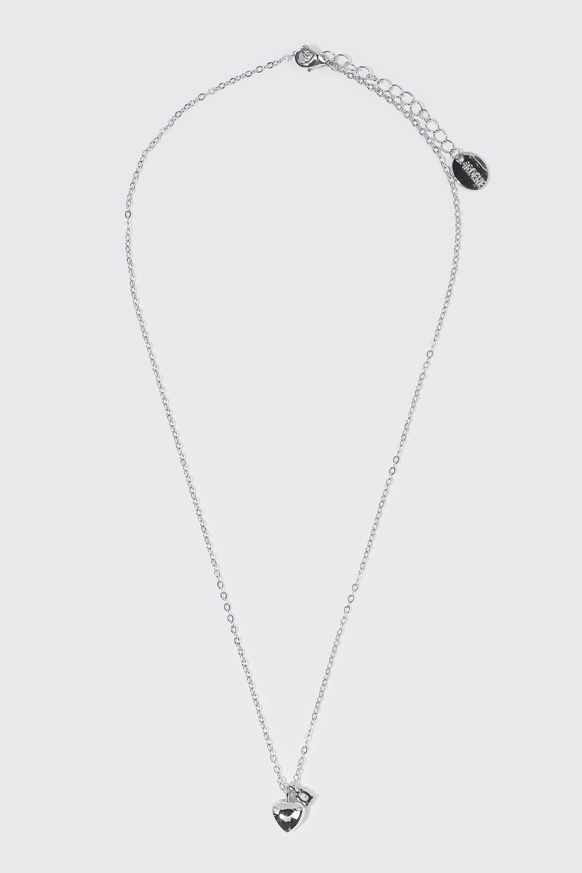 14K White Gold Plated Heart Necklace