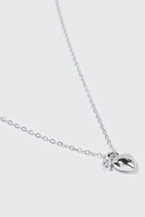 14K White Gold Plated Heart Necklace