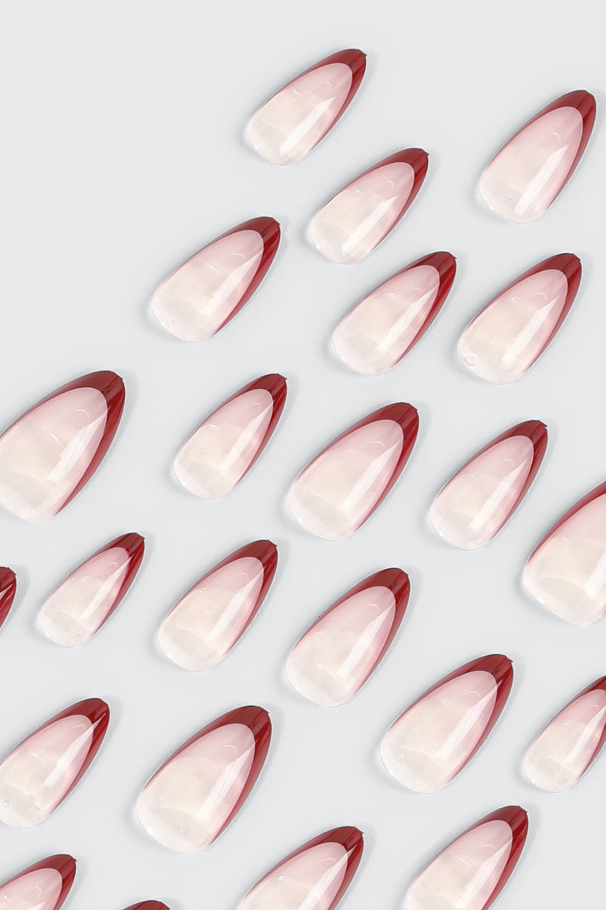 20 Pack French Tip Almond Press On Nails