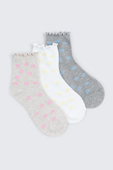 3-Pack Floral Demi Crew Socks