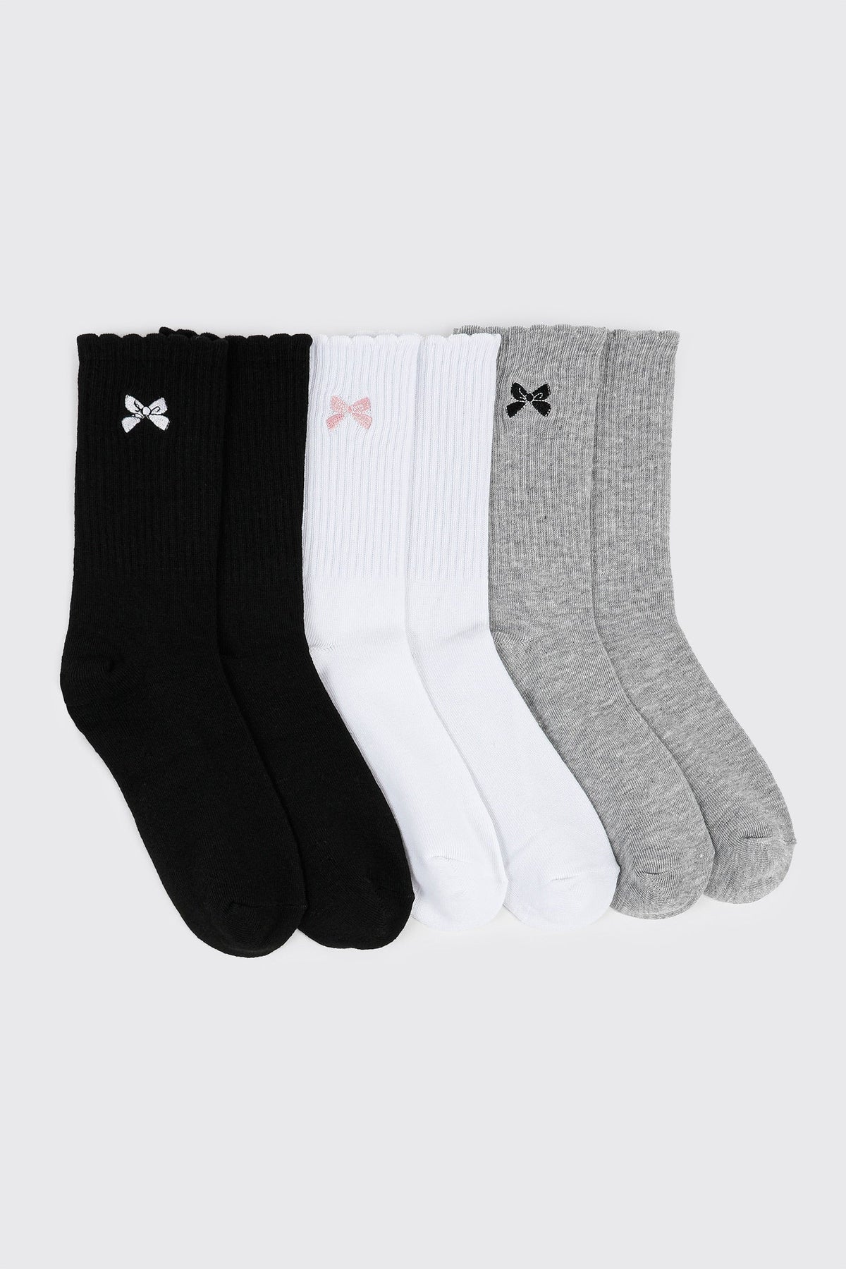 Bow Embroidery Crew Socks