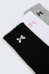 Bow Embroidery Crew Socks
