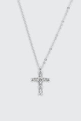 14K White Gold Plated Cross Necklace