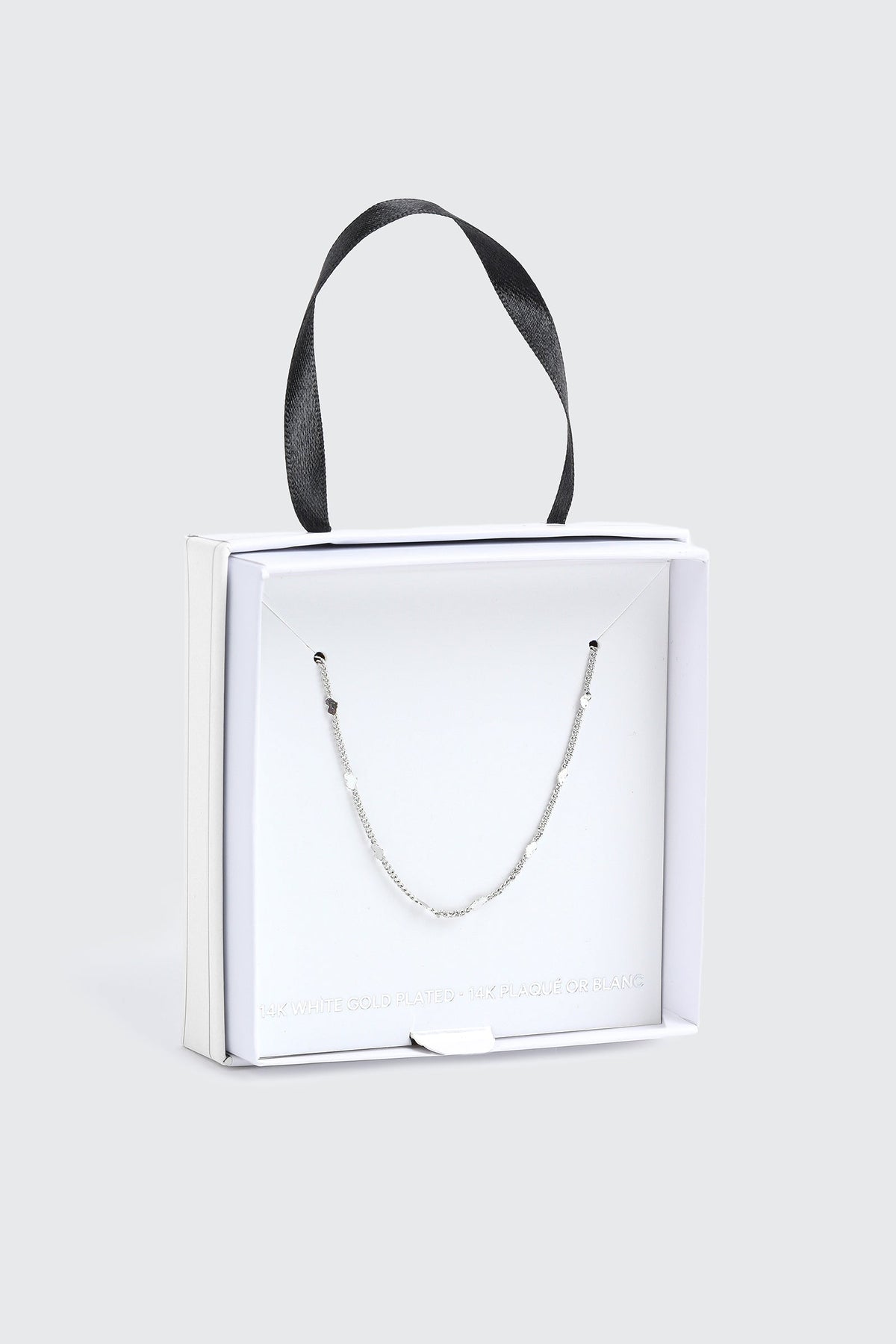 14K White Gold Plated Heart Chain Necklace