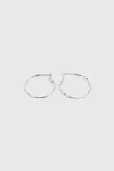 14K White Gold Plated Hoop Earrings
