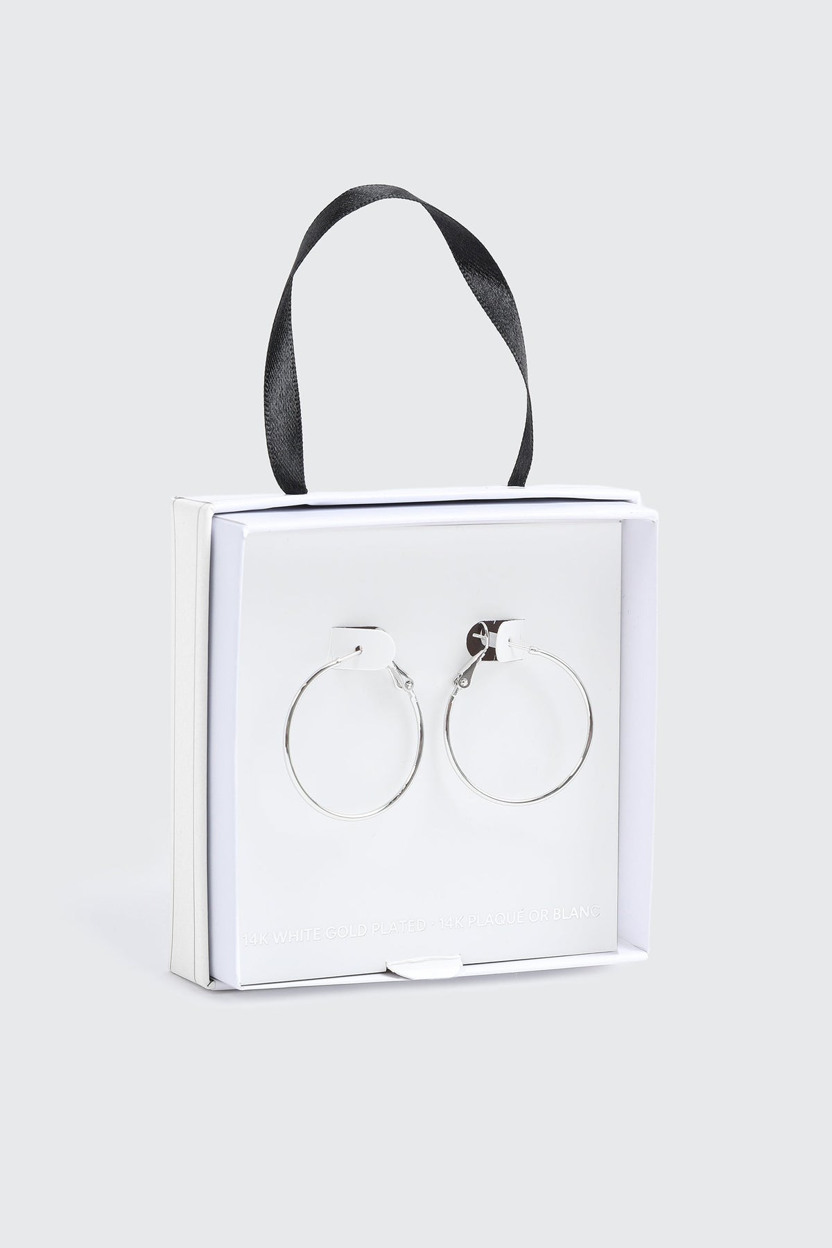 14K White Gold Plated Hoop Earrings
